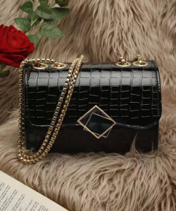 Fargo Black Sling Bag Women's Leatherette Sling Bag (Black)