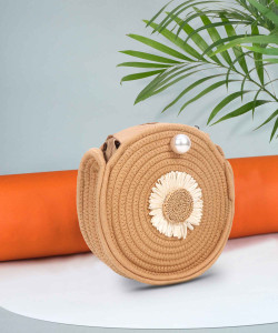 Shristi handicraft Brown Sling Bag Round Shape Sling Bag For Women