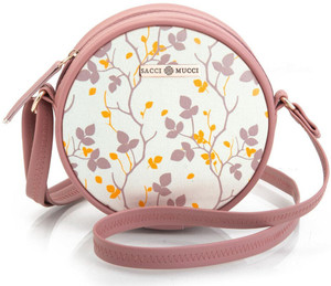 Sacci Mucci Pink Sling Bag Round Sling Bag, Printed Sling Bag, Women Sling Bag-Floral Tree Twig