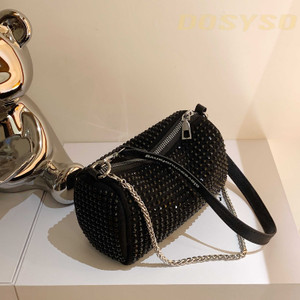 DOSYSO Black Sling Bag Crossbody sling Bag for Women trendy Rhinestone Clutch Handbags Girls Wedding