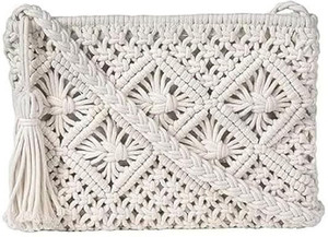 RAKANO White Sling Bag Women's Handmade Macrame Crossbody Sling Bags/Tote Bags For Girls Women'