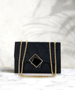 Shoomi Black Sling Bag Trendy|Classic|Party Sling Bag for Womens, Made With Best Quality PU Material