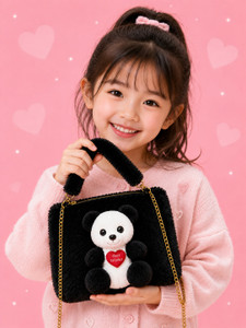Cult Factory Black Sling Bag Stylish Black Teddy Slingbag for Girls Kids Mini Handbag Fancy Design