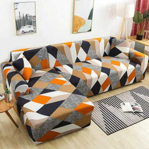 TONY STARK Polycotton Plain 3+3 Seater L-Shape Sofa Cover