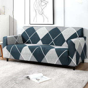 B BESTILO Polyester Checkered 4 Seater Sofa Cover