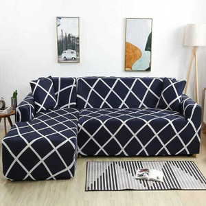 DEEJAY Polycotton 3+3 Seater L-Shape Sofa Checkered Cover
