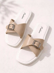 Layasa Women Beige Slides - Image 5