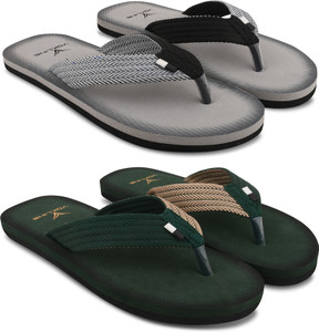EVOK Men Mens Comfortable Trending And Stylish Multicolor Embozing Flipflop (Pack Of 2) Slippers