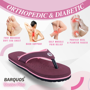 BARQUOS Women Doctor Slipper for Women Ortho Diabetic Flat Soft Sole Dr Chappals Ladies House Flip Flops