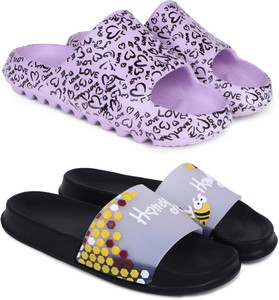 Pampy Angel Women Women Classic Trendy Flipflops, Slipper, Sliders, Chappal Combo Pack of 2 Slides