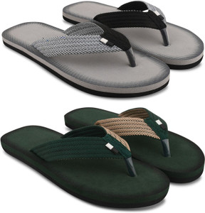 EVOK Men Mens Comfortable Trending And Stylish Multicolor Embozing Flipflop (Pack Of 2) Slippers