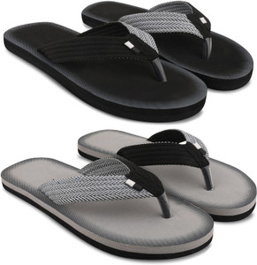 EVOK Men Mens Comfortable Trending And Stylish Multicolor Embozing Flipflop (Pack Of 2) Slippers