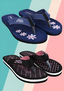 KETIKOE Women Women's Slipper Ortho-Care Trending Colorful Printed Combo Flip Flop (Pack of 2) Slippers