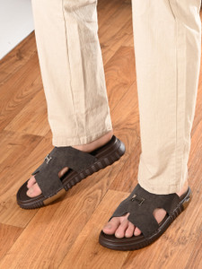 Layasa Men Brown Slides - Image 6