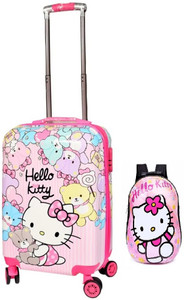 D's PARADISE 20 Inch Cute Kitty Suitcase trolley bag with 13 Inch backpack for boy's & Girls Small Briefcase - For Boys & Girls