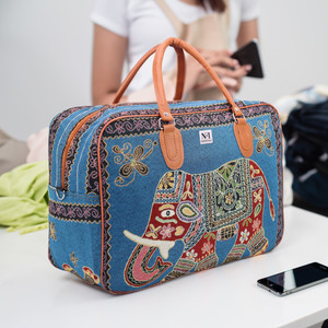 NFI essentials Elephant Retro Print Canvas Travelling Duffle Air