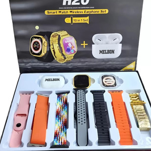 Melbon H20 Bluetooth calling, Phone Book,Music Control,Voice assis. with 1- earpods Smartwatch