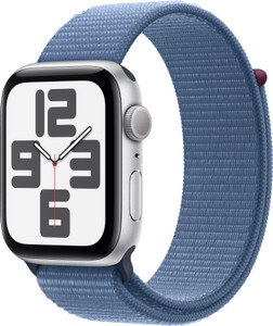 Apple Watch SE GPS 44mm Silver Aluminium Case with Winter Blue Sport Loop