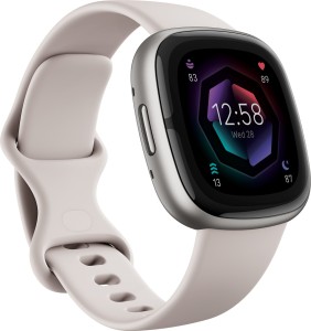 FITBIT Sense 2 Health & Fitness Watch (Lunar White / Platinum Aluminium) Smartwatch