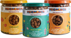 PROMUNCH Roasted Soya Snack Noodle Masala, Cheese & Onion and Peri-Peri, Combo Pack