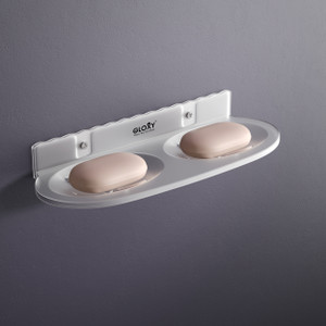 GLOXY Wall Mounted Double Soap Dish/Soap Holder/Soap Stand for Home Kitchen & Bathroom