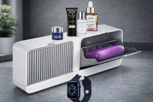 DRMTLGY Wall Mount Bathroom Shelf and Soap Rack Double Bar Soap Dish with Drainage Box