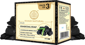 KHADI NATURAL Charcoal Handmade Soap Value Pack of 3) | Reduces Scars