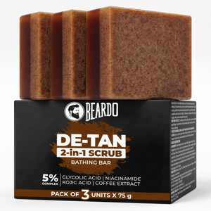BEARDO De-Tan 2-in-1 Scrub Bathing Bar | Daily Cleansing & Exfoliation