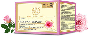 KHADI NATURAL Rosewater Handmade Soap Pack of 8 | Deeply Hydrates Skin -
