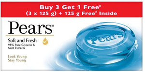 Pears Soft and Fresh Soap Bar -Glycerin and Mint Body Soaps