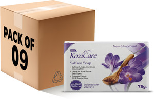 Kozicare सैफ्रन सोप | स्किन ब्राइटनिंग एंड डार्क स्पॉट रिमूवर -75gm (पैक ऑफ 9)