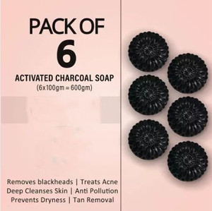 Kalah Herbals ACTIVATED CHARCOAL Natural Hand Made Soap Pack of 6