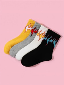 HICODE Unisex Graphic Print Mid-Calf/Crew Pack of 4 - Image 1