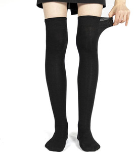 thegmart Wool Warm Thigh High Socks Extra Long Cotton Knitted Warm Thick Thermal Woolen Unisex Solid, Striped Knee High