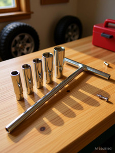 4MECH T-Handle with 8mm, 9mm, 10mm 11mm and 12mm Long Sockets, 1/4 Drive Drive Socket Set