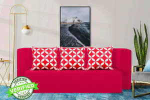 Little Smile Sofa cum Bed Jute Fabric 72x36x14 Inches with 3 Cushion Cover 3 Seater Double Foam Fold Out Sofa Cum Bed