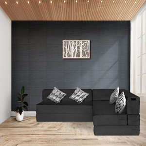 TAPODHANI INTERNATIONAL L Shaped 4 Seater Double Foam Fold Out Sofa Cum Bed