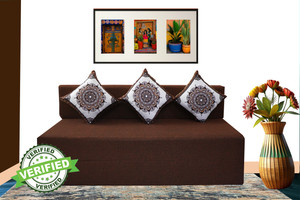 Little Smile 5X6 size for 3 Seater- Jute Fabric Washable Cover 3 Seater Double Foam Fold Out Sofa Cum Bed