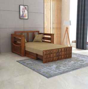 Ganpati Arts Solid Sheesham Wood Multipurpose Decorative for Bedroom 2 Seater Double Solid Wood Pull Out Sofa Cum Bed