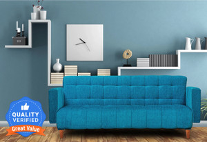 Seventh Heaven Lisbon 3 Seater Wooden Sofa cum Bed, Chenille Molfino Fabric 72x44x16 3 Seater Double Solid Wood Pull Out Sofa Cum Bed