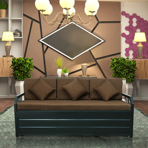Vibrant Interior Orchid Brown (6x5) 4 Seater Double Metal Pull Out Sofa Sectional Bed
