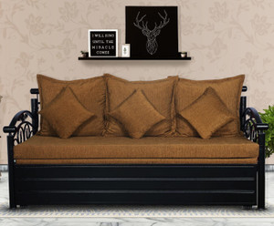 Lakecity group Sofia Golden (6x4) 3 Seater Double Metal Pull Out Sofa Cum Bed