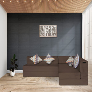 TIRTHANKARA L Shaped 4 Seater Double Foam Fold Out Sofa Cum Bed