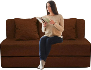 TAPODHANI 6x4 Feet 2 Cushions 2 Seater Double Foam Fold Out Sofa Cum Bed