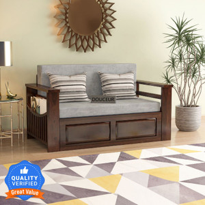 Douceur Furnitures Solid Sheesham Wood For Living Room / Hotel. 2 Seater Single Solid Wood Pull Out Sofa Cum Bed
