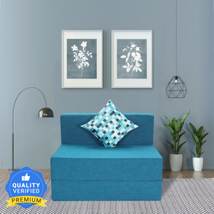 Seventh Heaven 1 Seater 6*3 Jute Fabric Washable Cover Sofa cum Bed with 1 Cushion 1 Seater Double Foam Fold Out Sofa Cum Bed