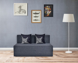 Friends Fit Life 4X6 Comfort for All Sofa Cum Bed for 2 Person with 2 Multi Flower Cushions 2 Seater Double Foam Fold Out Sofa Cum Bed