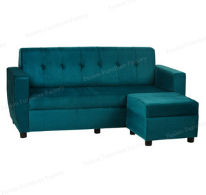 Fusion Furniture Factory Gloster Green 3+puffy Fabric 4 Seater  Sofa