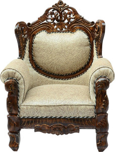 W.S.HANDICRAFTS Solid wood sofa (Pure Teak (Sagun) in carving design Filling Material- Foam Fabric 1 Seater Sofa