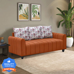 CARLTON LONDON Avalon Three Seater Cushion Back Sofa With 3 Years Warranty Fabric 3 Seater  Sofa